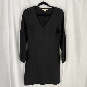 Boston Proper Black Long Sleeve V-Neck Swing Dress